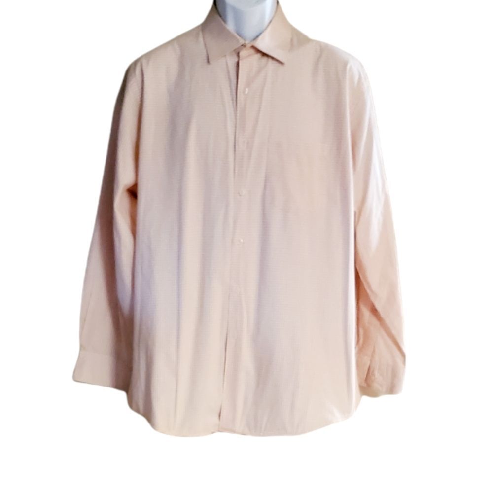 Mens Alfani Easy Care Fitted Orange Plaid Longsleeve Buttondown Dress Shirt